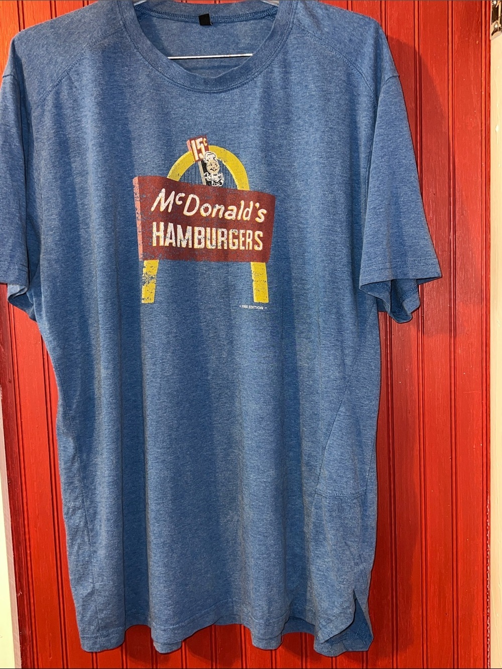 Vintage Style McDonald's Blue Tee with Yellow & Red Retro Logo